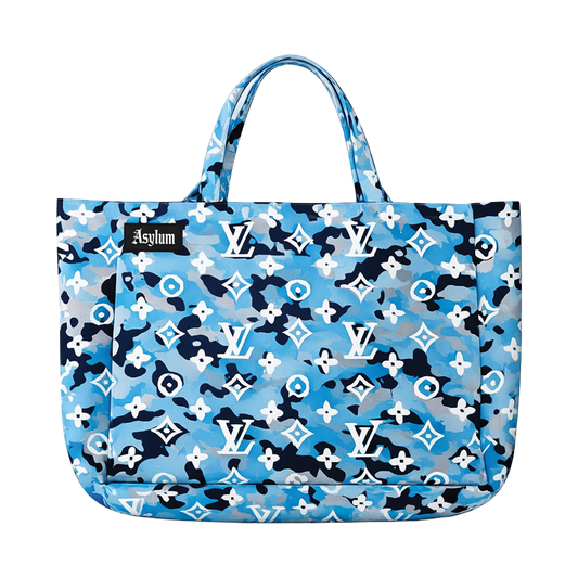 ASYLUM CO. BLUE CAMO LV PRINT TOTEBAG