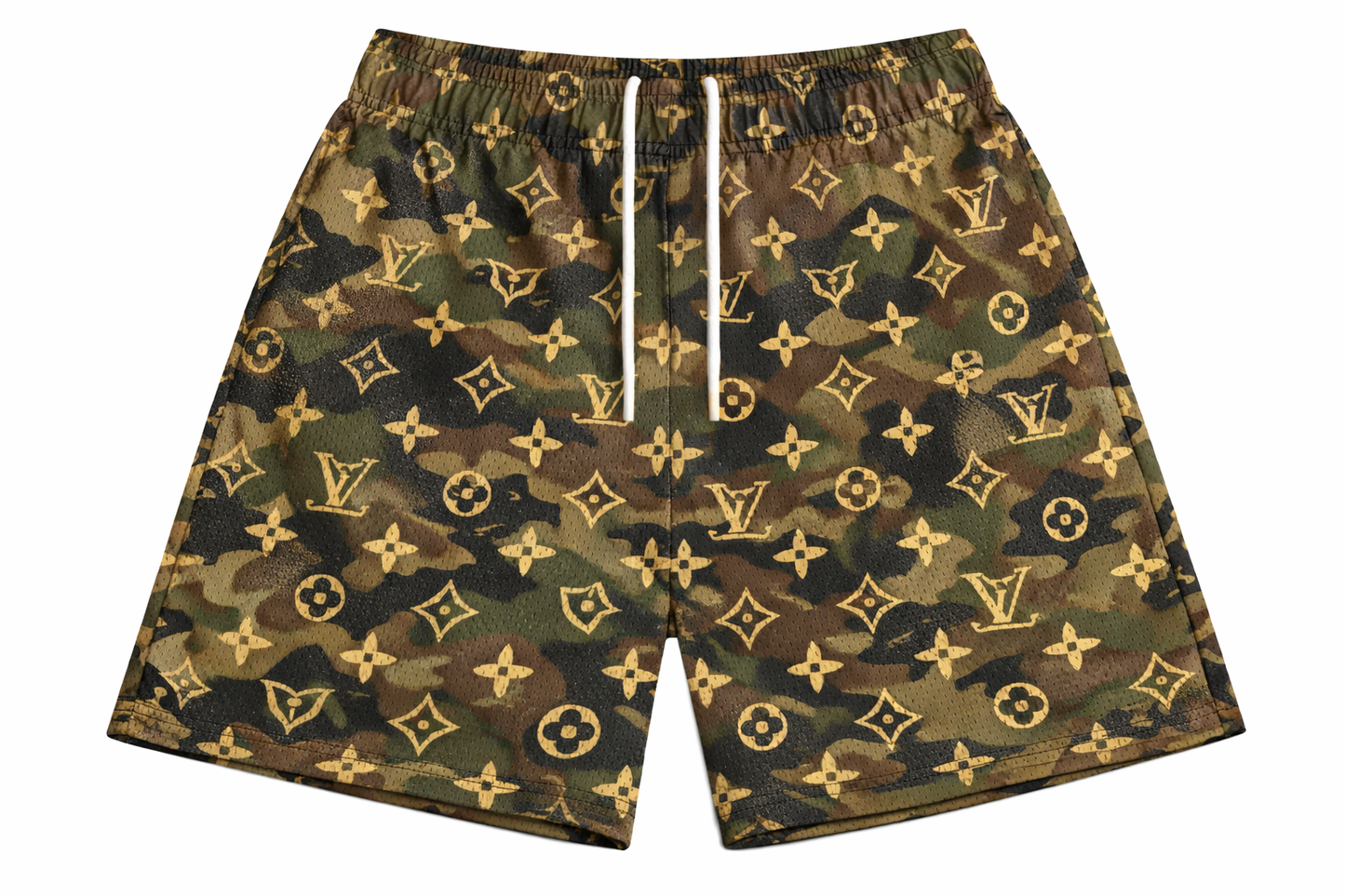 ASYLUM CO. OG MILITARY MONOGRAM CAMO SATIN MESH SHORTS