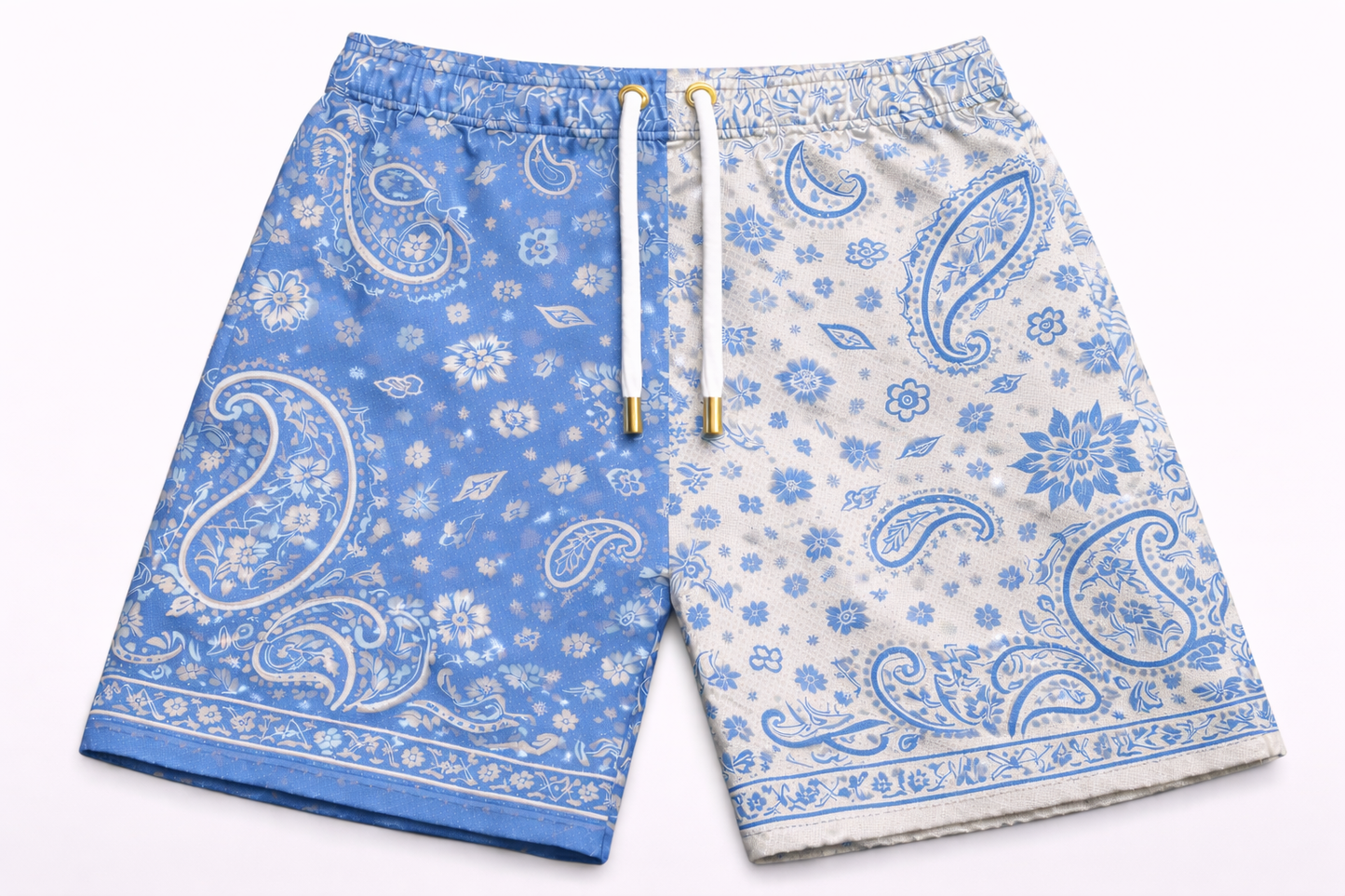 ASYLUM CO. X UNC PAISLEY SATIN MESH SHORTS