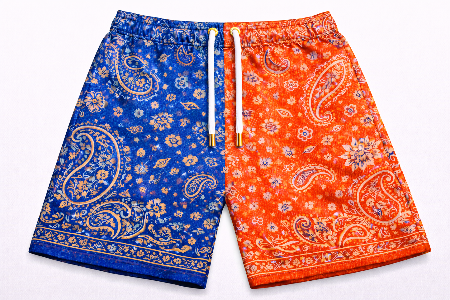 ASYLUM CO. X NEW YORK KNICKS PAISLEY SATIN MESH SHORTS
