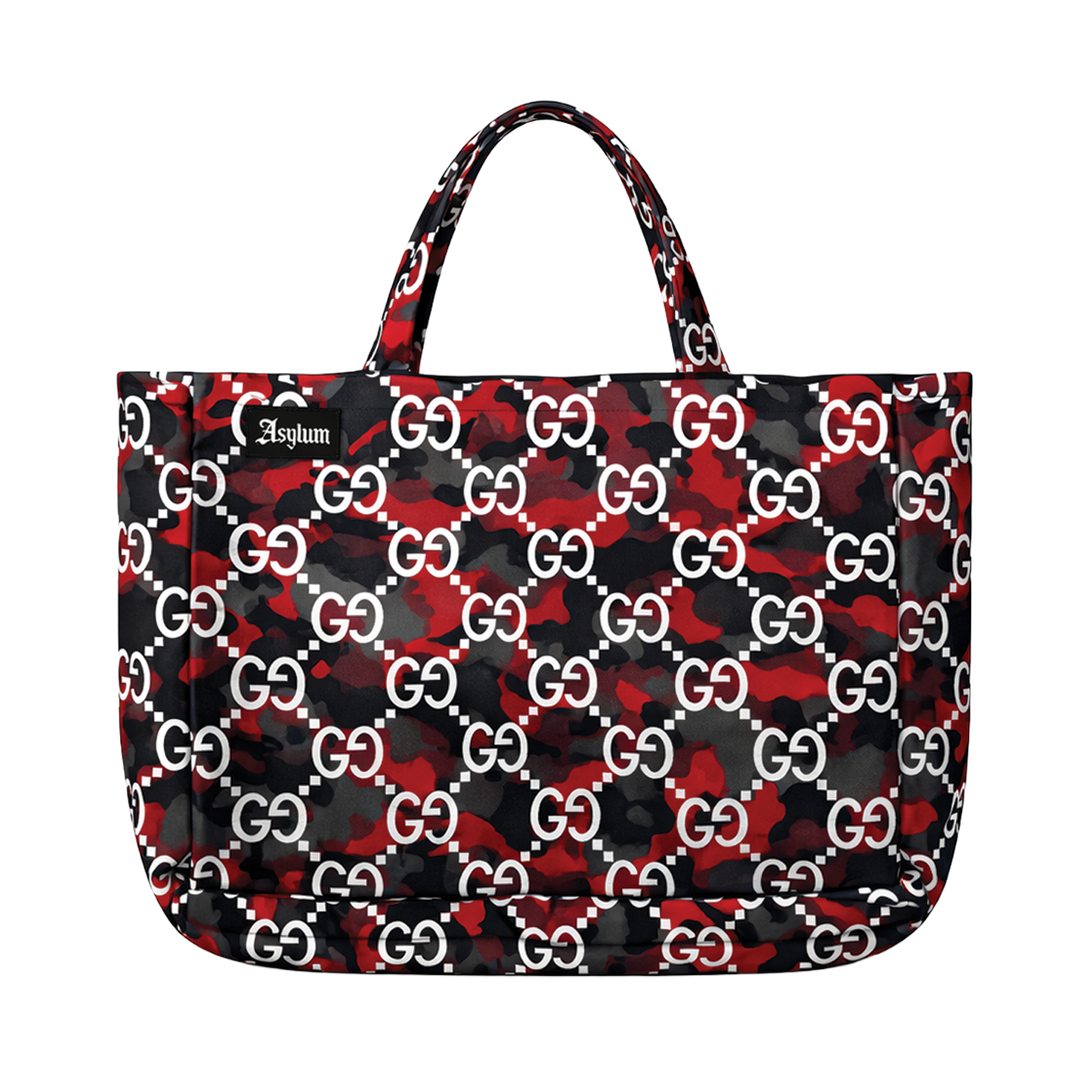 ASYLUM CO. RED CAMO GUCCI MONOGRAM PRINT TOTEBAG