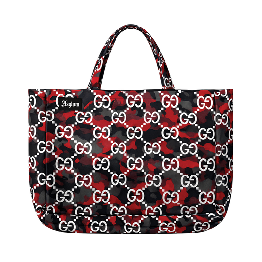 ASYLUM CO. RED CAMO GUCCI MONOGRAM PRINT TOTEBAG