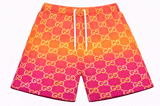 ASYLUM CO. GUCCI MONOGRAM GRADIENT SATIN MESH SHORTS