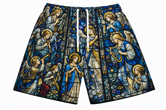 ASYLUM CO. STAINED GLASS MURAL SATIN MESH SHORTS