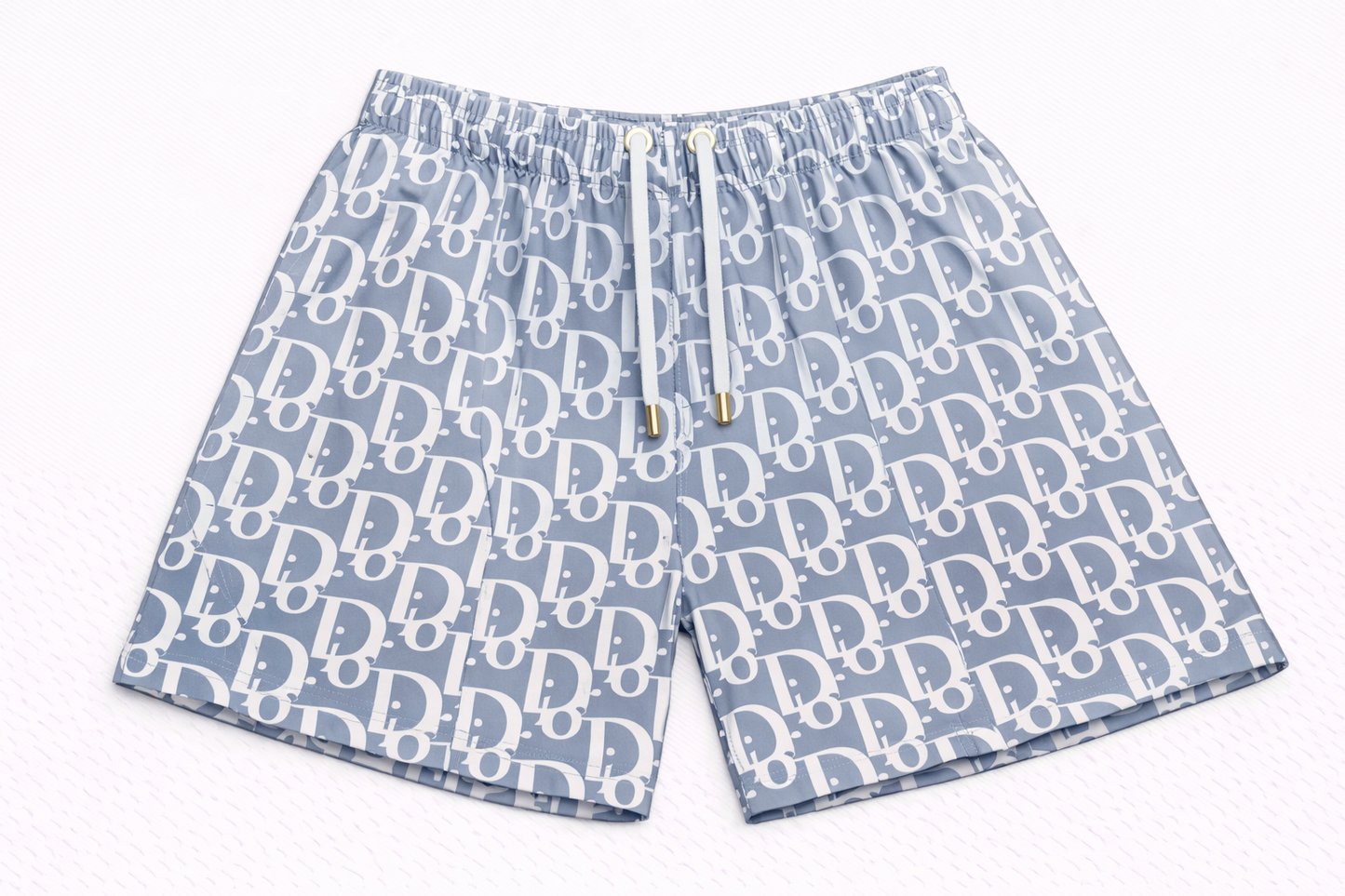 ASYLUM CO. OBLIQUE MONOGRAM GREY SATIN MESH SHORTS