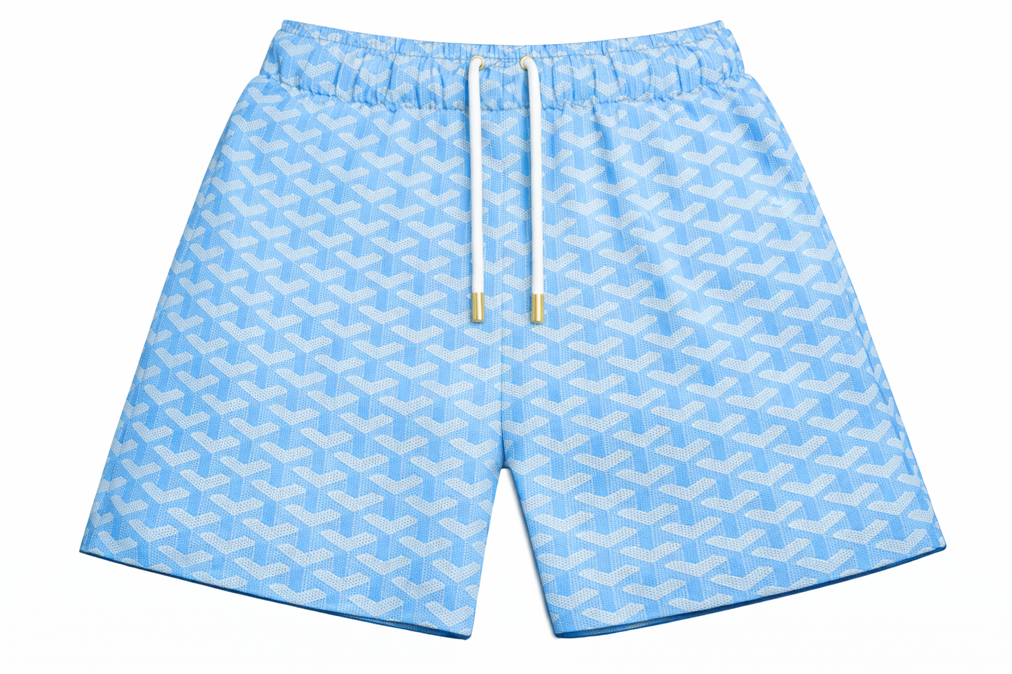 ASYLUM CO. SKY BLUE GOYARD SATIN MESH SHORTS